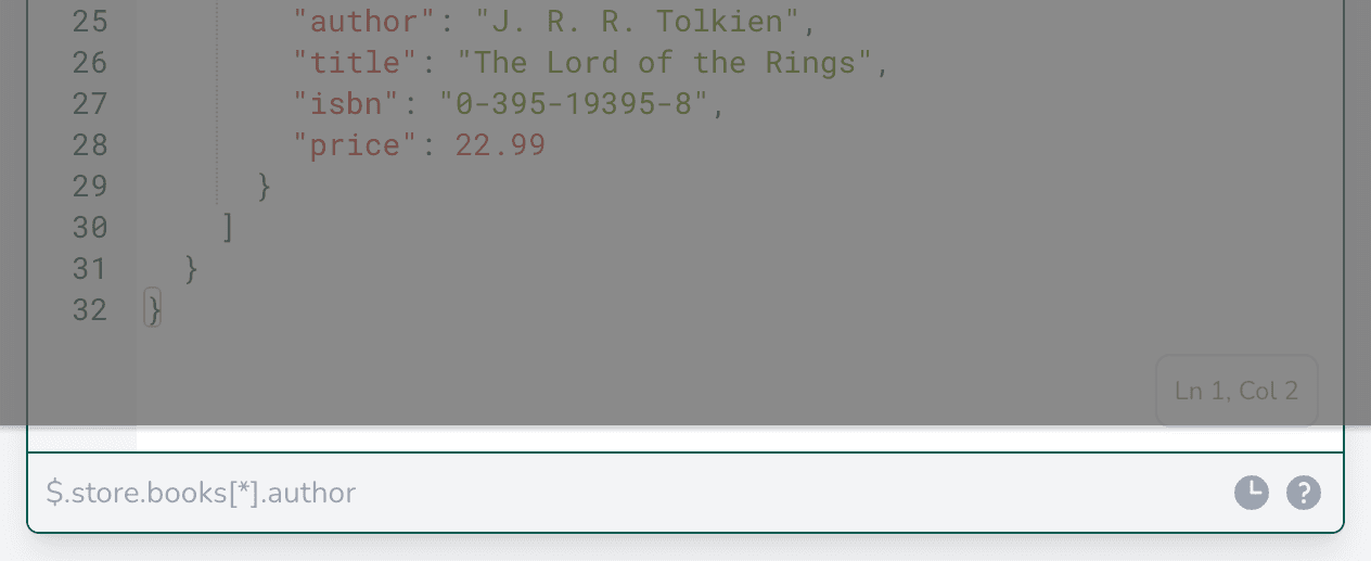 A screenshot of the filter bar on betterjson.com