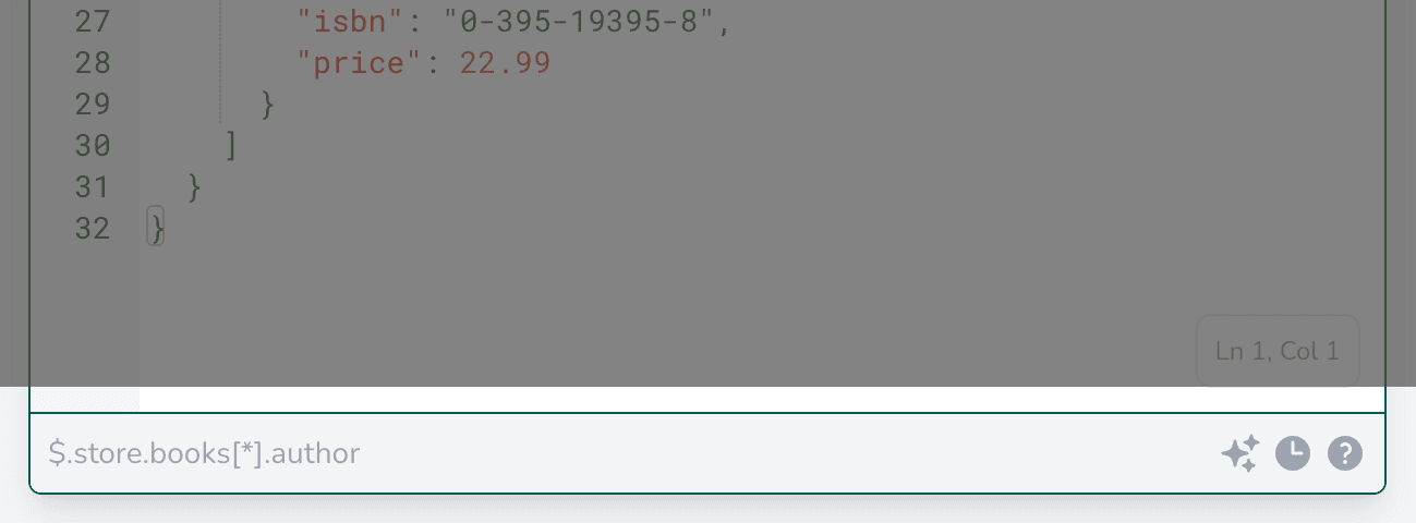 A screenshot of the filter bar on betterjson.com