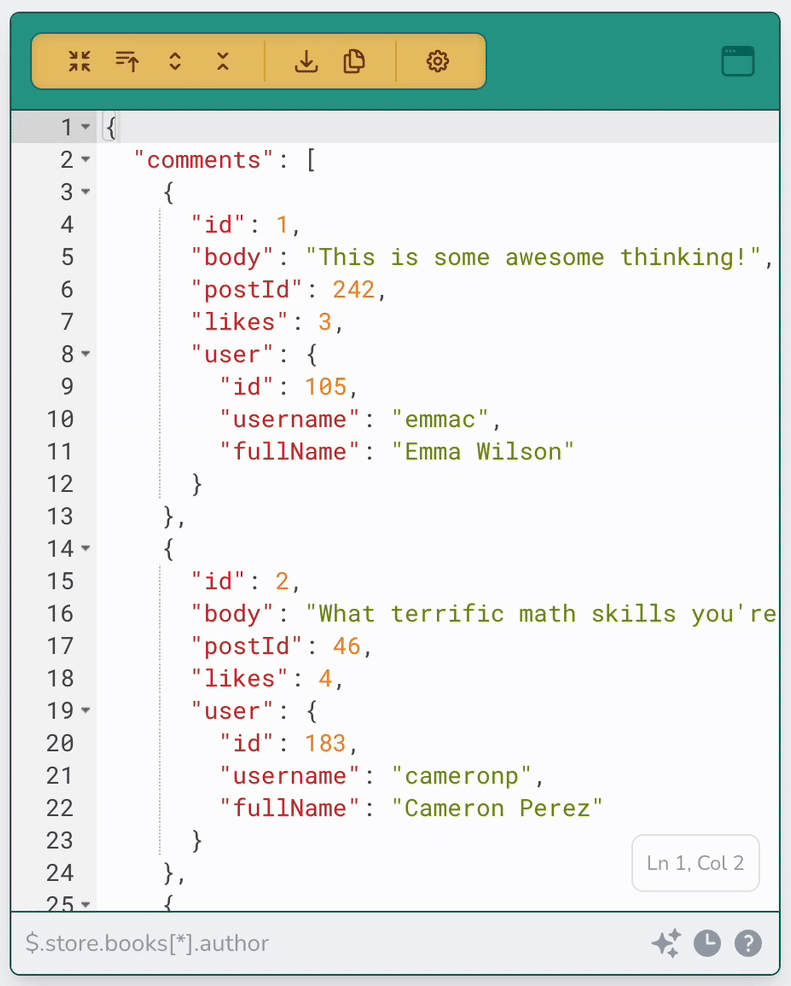 A screenshot of betterjson.com's JSON error highlighting